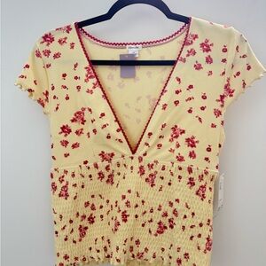 Urban Outfitters Red Floral Crop Top